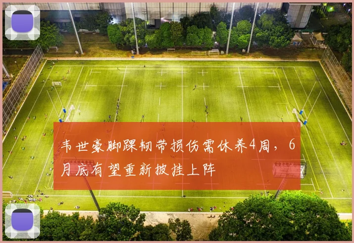 韦世豪脚踝韧带损伤需休养4周,6月底有望重新披挂上阵